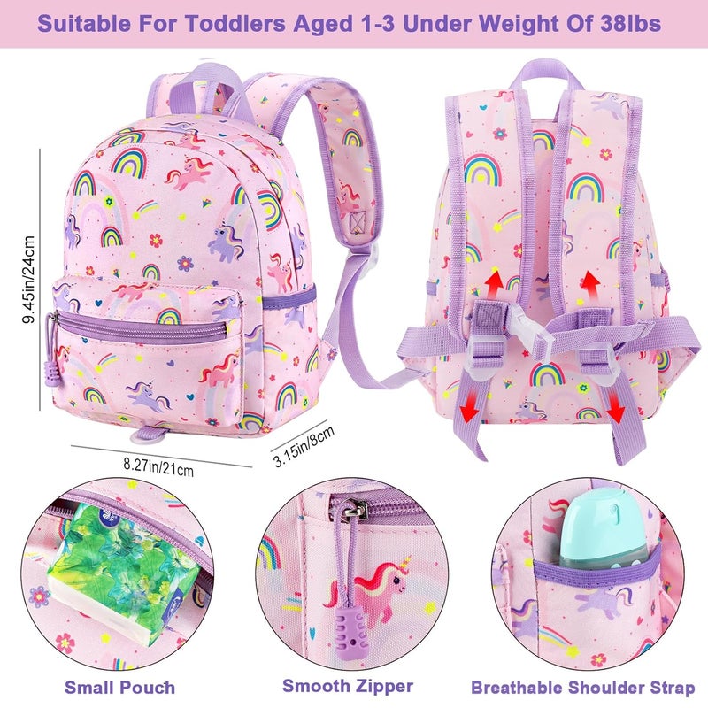 accmor Toddler Backpack Leash, Cute Unicorn Baby Backpacks with Anti Lost Wrist Link, Mini Kids Backpack Leash Walking Harness for Outdoor Travel, Small Backpack Tether for Boys Girls 1-3 (Pink) - Image 2