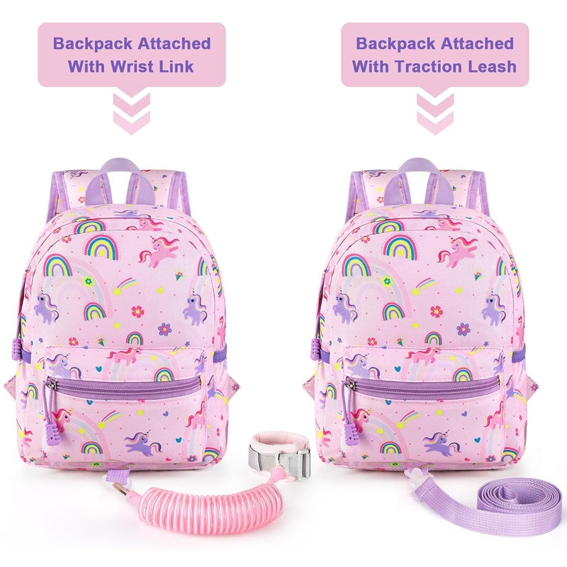 accmor Toddler Backpack Leash, Cute Unicorn Baby Backpacks with Anti Lost Wrist Link, Mini Kids Backpack Leash Walking Harness for Outdoor Travel, Small Backpack Tether for Boys Girls 1-3 (Pink) - Image 4