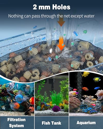 Pawfly 8 Pack Aquarium Filter Media Bags Fish Tank Fine Mesh Bag with Plastic Zipper Aquarium Mesh Bag for Activated Carbon Bio Filter Balls Filter Stones Ceramic Rings 8 x 55 - Image 3