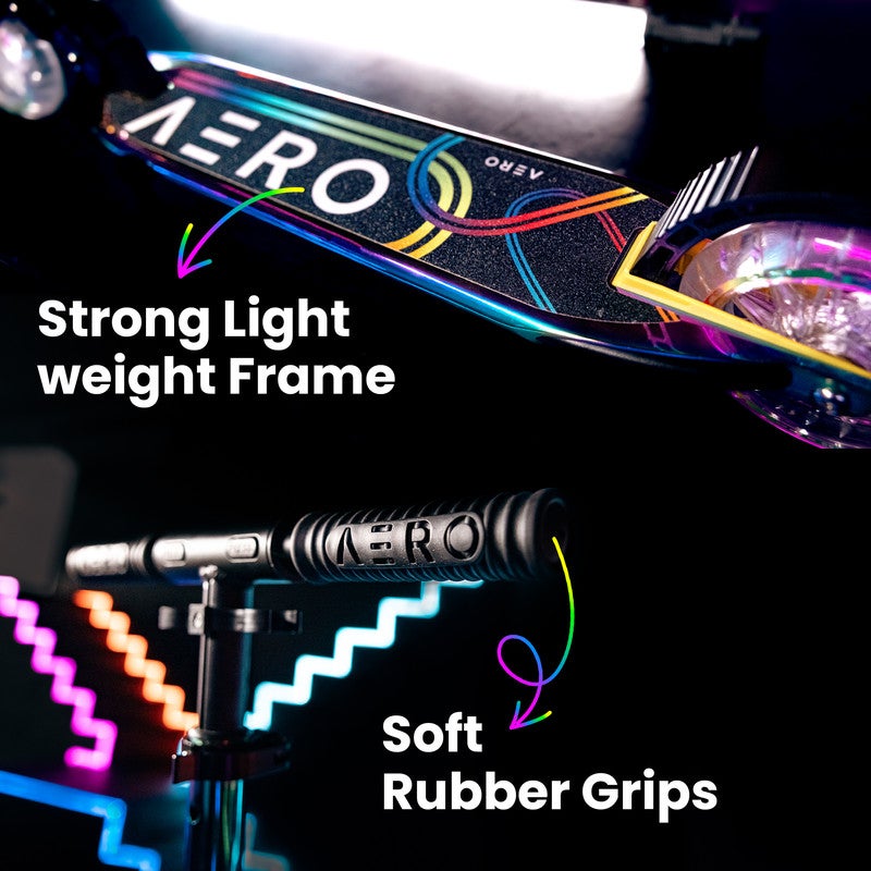AERO MOBILITY Aero 2 Wheel Kick Scooter for Kids Ages 6-12 with Dynamic Lights, Scooters for Boys and Girls with Light up Wheels and Deck - Chrome - Image 3