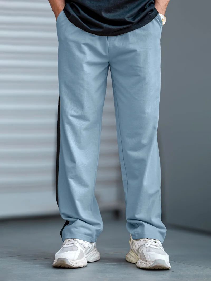 Maniac  Maniac Mens ColorBlock Light Grey, Black Loopknit Trackpant for Men | Best Price UAE