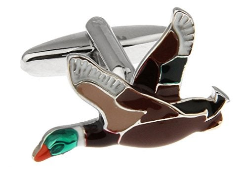 MRCUFF Duck Flying Pair Cufflinks in a Presentation Gift Box & Polishing Cloth - Image 1