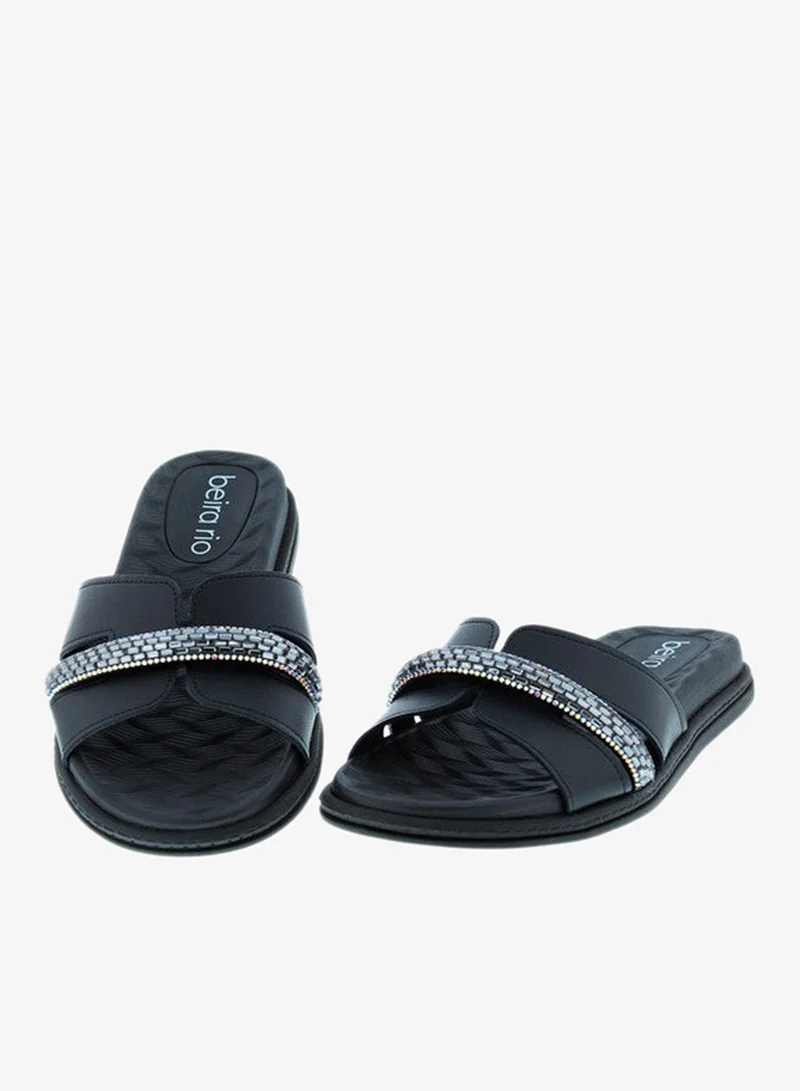 Beira Rio Black Flat Sandals for Women – Stylish Ladies Flat Sandals & Comfortable Flat Slippers for Women | Best Price UAE