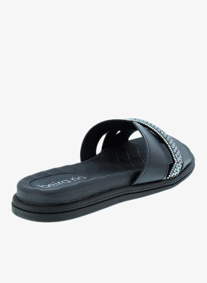 Beira Rio Black Flat Sandals for Women – Stylish Ladies Flat Sandals & Comfortable Flat Slippers for Women | Best Price UAE