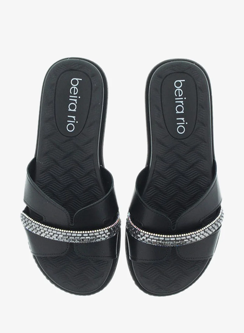 Beira Rio Black Flat Sandals for Women – Stylish Ladies Flat Sandals & Comfortable Flat Slippers for Women | Best Price UAE