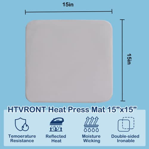 HTVRONT Heat Press Mat Compatible with Cricut Cutting Machine, Heat Press Pad 15"x15" for Craft Vinyl Ironing Insulation Transfer, Double Sides Applicable Heat Mat for Heat Press Machines - Image 3