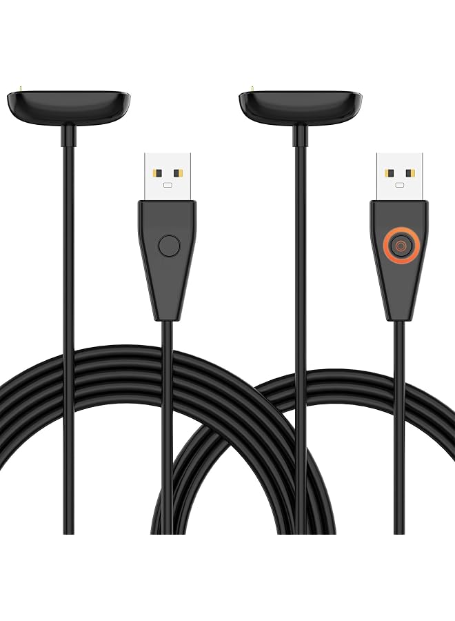 S-TOP Charger Cable for Fitbit Charge 5 / Luxe, 2 Pack Upgraded Strong Magnetic Charging Cable with Reset Button Replacement for Fitbit Luxe & Fitbit Charge 5, Black Charging Cord Accessory(39.4"/19.7