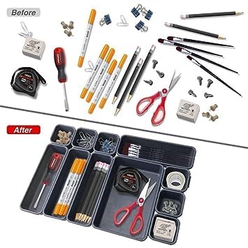 Shreeshann CHOICE Interlocking Drawer Organizer Bins Durable Plastic Various Sizes for Custom Layout Design Great for Desk Drawer Tool Box 22Piece Set - Image 4