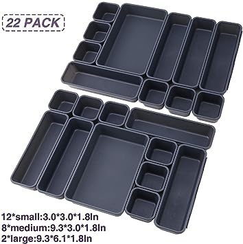 Shreeshann CHOICE Interlocking Drawer Organizer Bins Durable Plastic Various Sizes for Custom Layout Design Great for Desk Drawer Tool Box 22Piece Set - Image 3