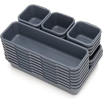 Shreeshann CHOICE Interlocking Drawer Organizer Bins Durable Plastic Various Sizes for Custom Layout Design Great for Desk Drawer Tool Box 22Piece Set - Image 1