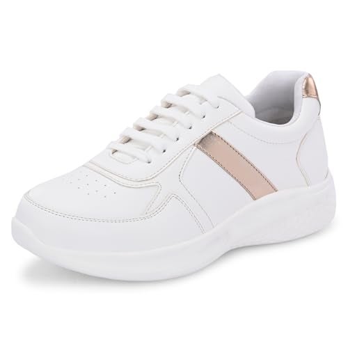Centrino Women Casual Sneaker | Ultra Soft Cushion | Trendy & Lightweight Design | Low Top Flat Sole | Colorblock Sneakers | White Sneakers Girl Shoes 7617-13 - Image 1