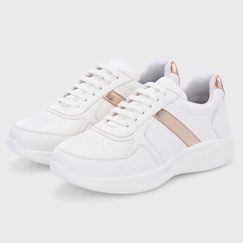Centrino Women Casual Sneaker | Ultra Soft Cushion | Trendy & Lightweight Design | Low Top Flat Sole | Colorblock Sneakers | White Sneakers Girl Shoes 7617-13 - Image 3