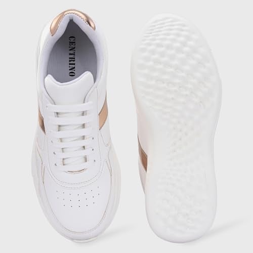 Centrino Women Casual Sneaker | Ultra Soft Cushion | Trendy & Lightweight Design | Low Top Flat Sole | Colorblock Sneakers | White Sneakers Girl Shoes 7617-13 - Image 4