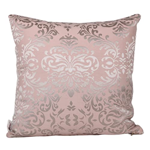 Home - The Best is for You Designer Self Design Cotton 275 TC Cushion Covers | Pack of 2 (Light Pink_Damask, 24X24 Inch) - Image 2