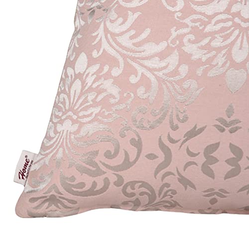 Home - The Best is for You Designer Self Design Cotton 275 TC Cushion Covers | Pack of 2 (Light Pink_Damask, 24X24 Inch) - Image 5
