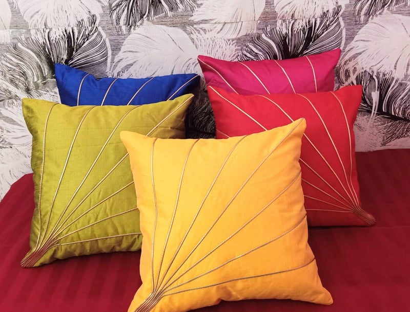 Embroco Cushion Cover Set Cushion Covers Set of 5 Size 16x16 Inches Decorative Hand Made - Image 1