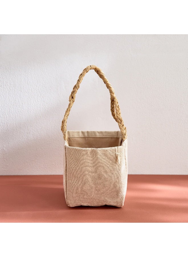 Home Box Bella Canvas Ato Large Plant Cover with Raffia Handle - 15x15x28 cm  - Image 2