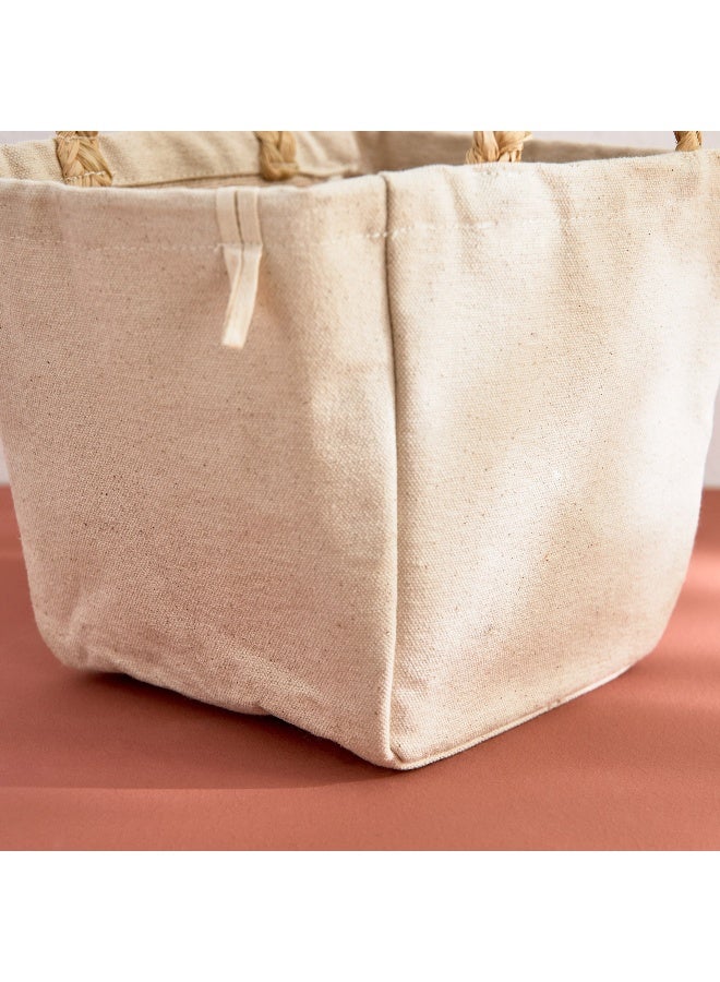 Home Box Bella Canvas Ato Large Plant Cover with Raffia Handle - 15x15x28 cm  - Image 4