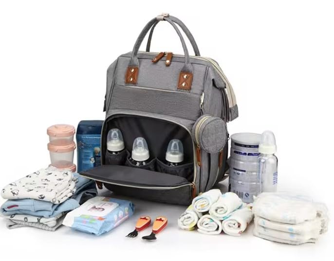 Winnies Diaper Bag with Changing Station & Foldable Bassinet Diaper Backpack for Mom Travel Waterproof with Insulated Bottle Pockets Newborn Baby Bag for Hospital Bag for Delivery Women (Blue) - Image 5