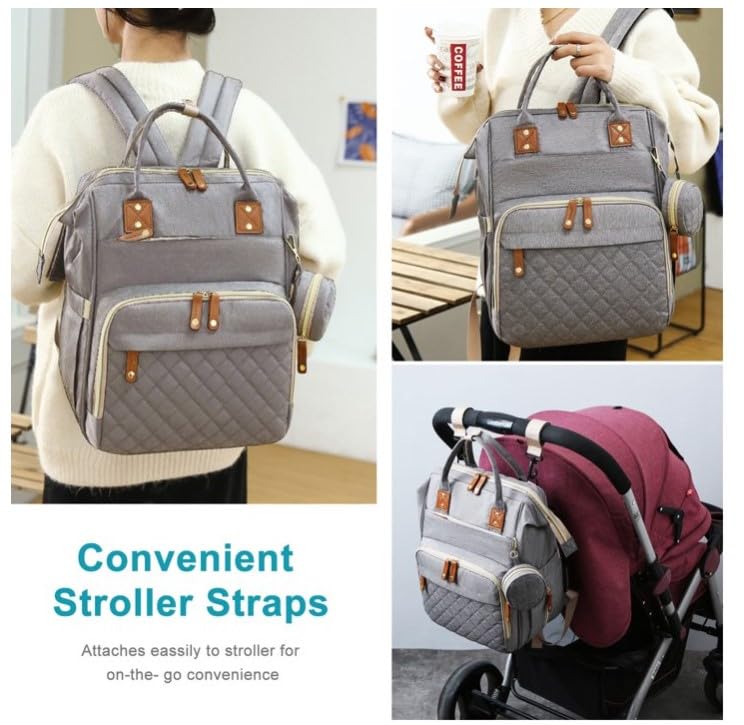 Winnies Diaper Bag with Changing Station & Foldable Bassinet Diaper Backpack for Mom Travel Waterproof with Insulated Bottle Pockets Newborn Baby Bag for Hospital Bag for Delivery Women (Blue) - Image 3