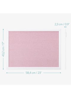 Navaris Framed Linen Bulletin Board - 17 X 23 Inches Fabric Jewelry Organizer Pinboard For Wall Memory Memo Pin Board - Pink Linen With White Frame  - Image 5