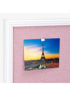 Navaris Framed Linen Bulletin Board - 17 X 23 Inches Fabric Jewelry Organizer Pinboard For Wall Memory Memo Pin Board - Pink Linen With White Frame  - Image 3