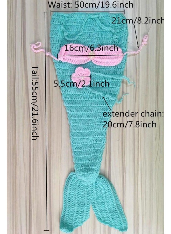 PINBO Newborn Baby Photography Prop Crochet Mermaid Headband Bra Tail  - Image 2