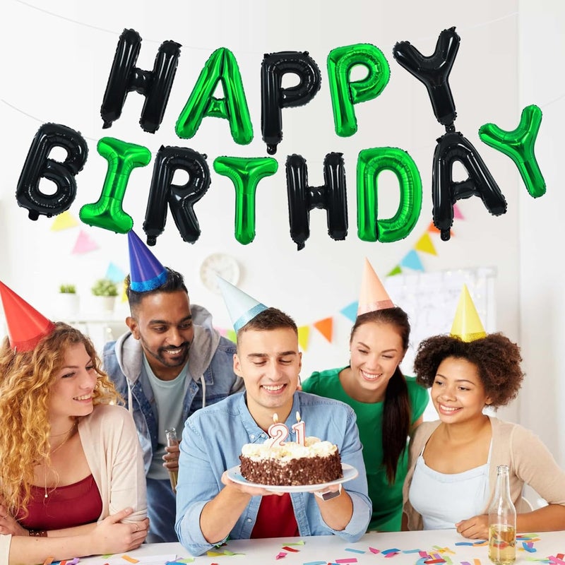 تونيفول لافتة بالونات عيد ميلاد سعيد من تونيفول، 16 بوصة، حروف مايلار فويل، لافتة عيد ميلاد قابلة لإعادة الاستخدام للفتيات والفتيان والأطفال والكبار، مستلزمات ديكورات حفلات عيد الميلاد (أسود أخضر) - Image 4