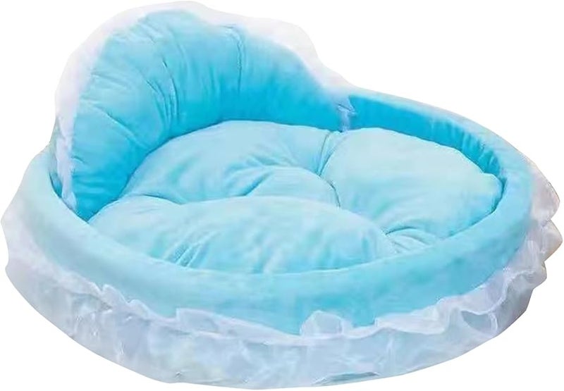 Blue Large Dog Bed with Detachable Cushion Princess Nest for Small Puppy Kitten - Image 1
