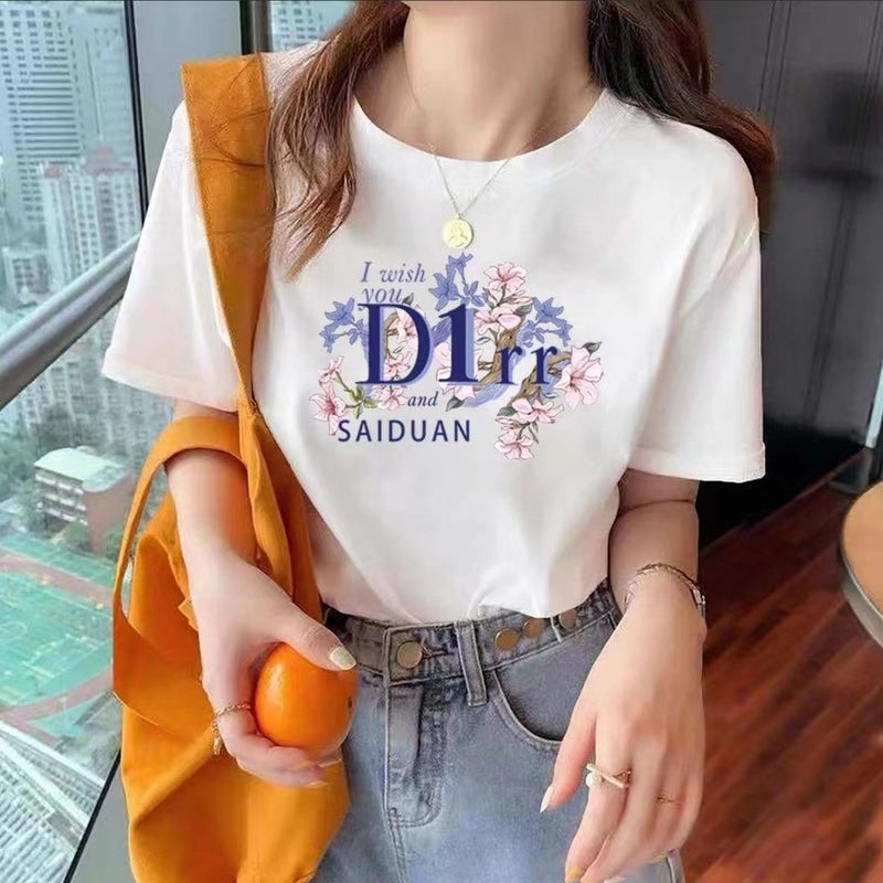 Dark Green Cotton Shoulder T-Shirt Women'S Short-Sleeved 2025 T-Shirt Loose Plus Size Half-Sleeved Top Ins Trendy - Image 1