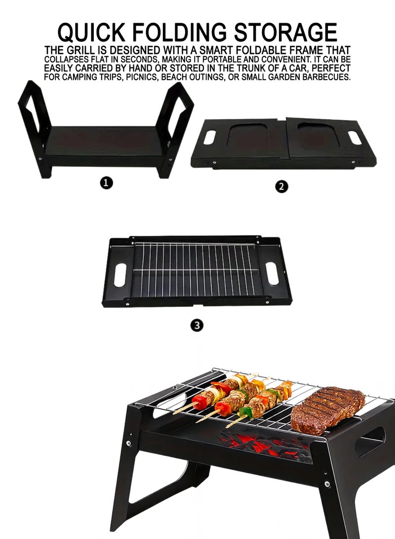 DBLEW Foldable Charcoal Grill – Portable Stainless Steel BBQ Stand | Easy to Carry, Food-Safe, Rust-Resistant, Easy to Clean | Perfect for Camping, Picnic, Garden, Beach & Outdoor Barbecue Cooking - Image 3