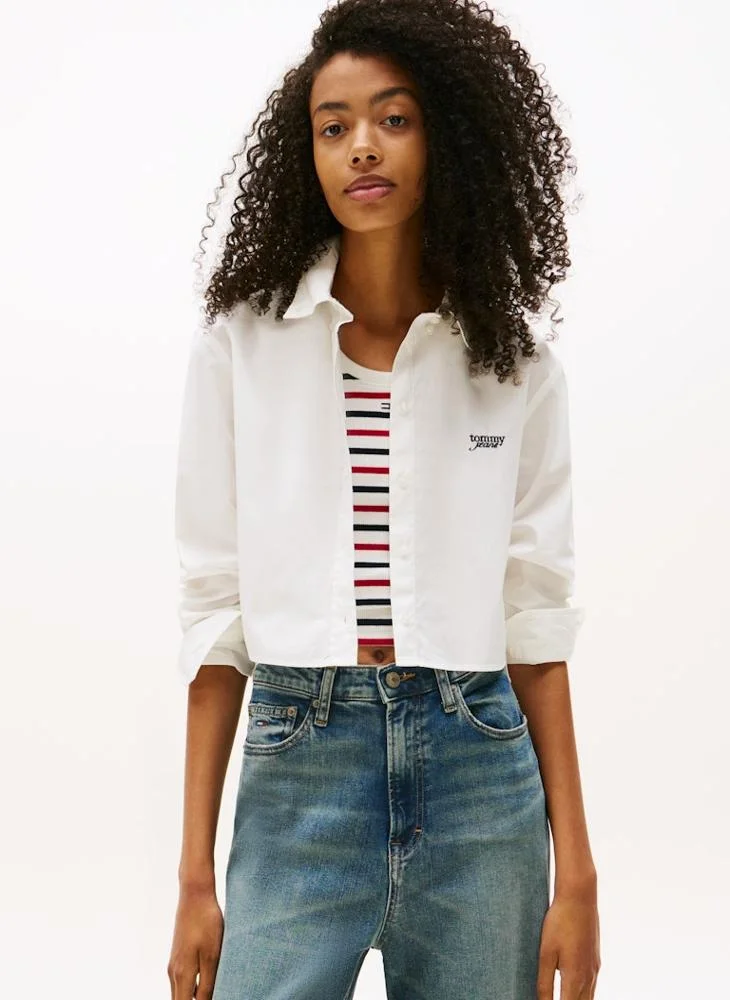 TOMMY JEANS Casual Crop Stripe Poplin Shirt