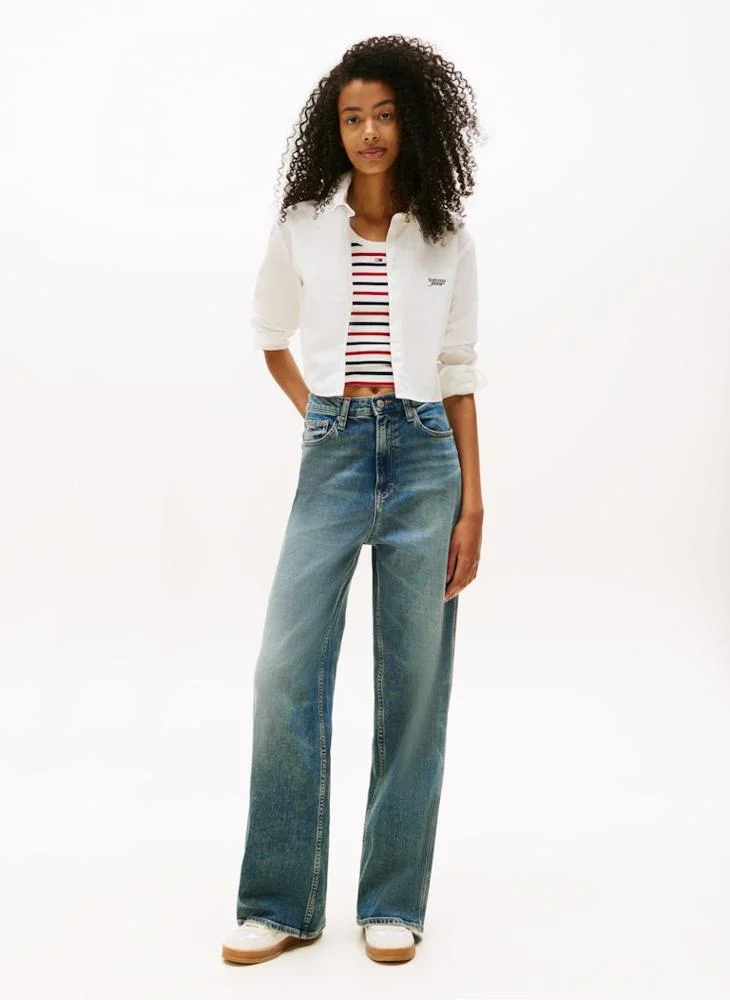 TOMMY JEANS Casual Crop Stripe Poplin Shirt
