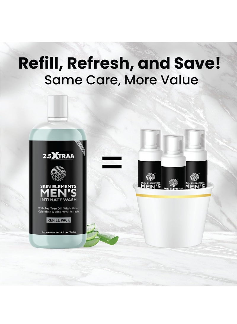 Skin Elements Men's Intimate Wash JUMBO Pack | with Refill | For 180 Days | 420 ml | pH Balanced Hygiene Foaming Wash | Prevents Bad Odor and Irritation| with Tea Tree Oil | Super Saver Pack | - Image 3