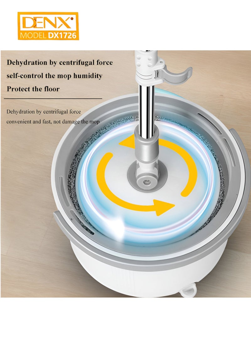 دينكس طقم دلو ممسحة - نظام تنظيف ذكي مع تجفيف تلقائي وفصل الماء - مقبض + منشفتان ممسحة متضمنتان - DX1726 - Image 1