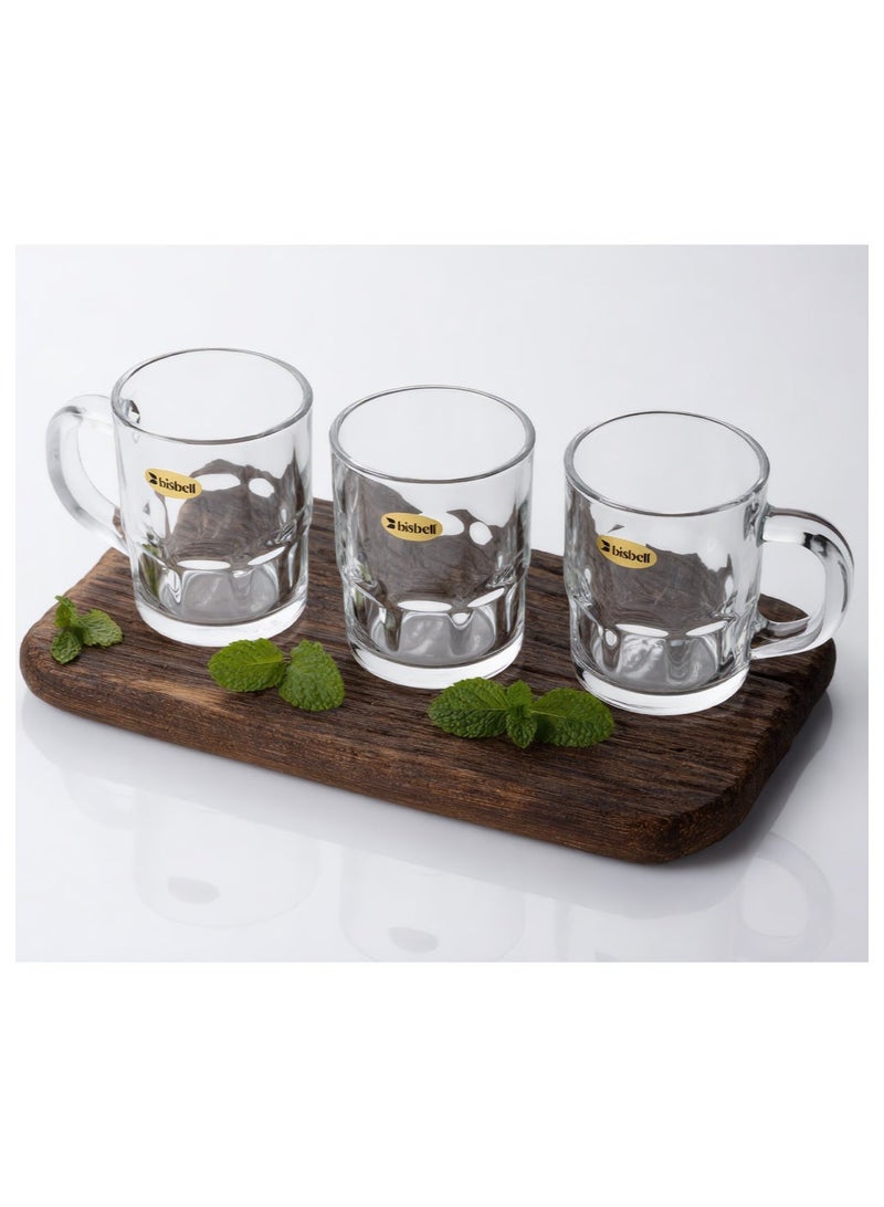 Bisbell Glass Mug Set 3 Pieces 230ml Clear Lead-Free Glass Mugs Dishwasher Safe - Image 1