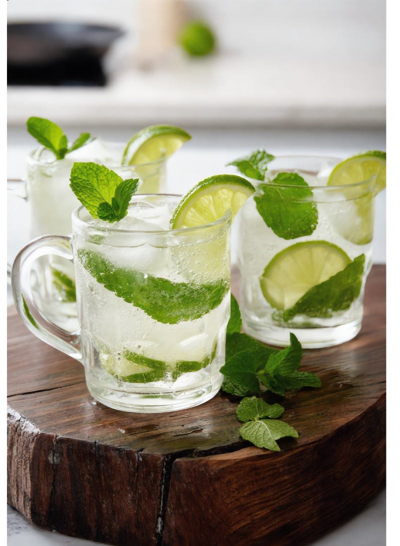 Bisbell Glass Mug Set 3 Pieces 230ml Clear Lead-Free Glass Mugs Dishwasher Safe - Image 3