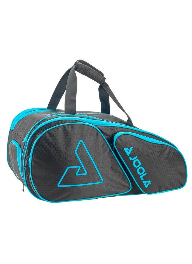 JOOLA JOOLA Tour Elite Pickleball Bag - Backpack & Duffle Bag for Paddles & Pickleball Accessories - Thermal Insulated Pockets Hold 4+ Paddles - Includes Fence Hook Black/Light Blue  - Image 2