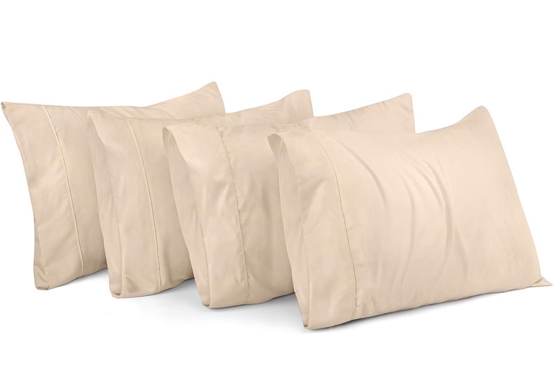 Utopia Bedding King Pillow Cases 4 Pack Envelope Closure Soft Brushed Microfiber Fabric Shrinkage and Fade Resistant Pillow Covers King Size 20 X 40 Inches King Beige