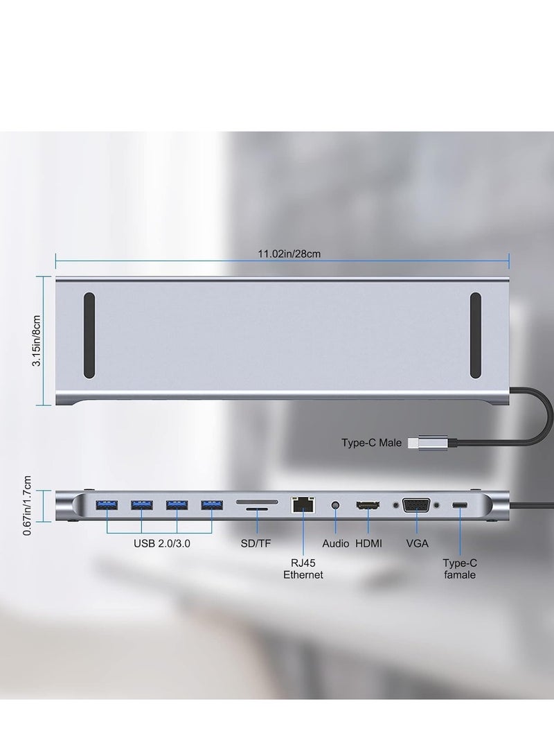 JAJEEK 11-in-1 USB C Docking Station with 4K HDMI, VGA, SD/TF Card Reader, 4 USB 3.0 Ports, RJ45 Ethernet – MacBook, Mac Pro, iMac & More – Multi-Port Adapter for Enhanced Productivity & Seamless Connectivity  - Image 4