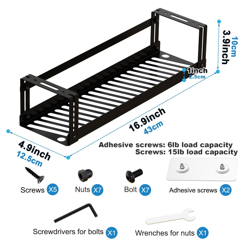 PAVSTINE Under Desk Cable Management Tray, 17 in Metal Cable Tray Basket for Wire Management, Power Strip Holder, Cord Organizer, Wire Tamer for Home/Office Desk Cable Hider Black - Image 4