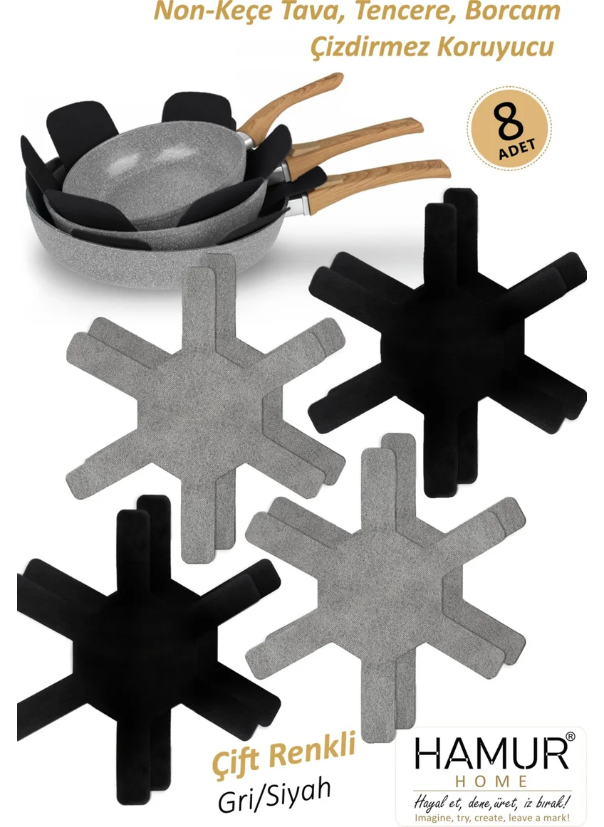 Hamur Dough Pot Pan Borcam Protector Non-Scratch Non-Felt Set of 8 Scratch and Impact Resistant Protection