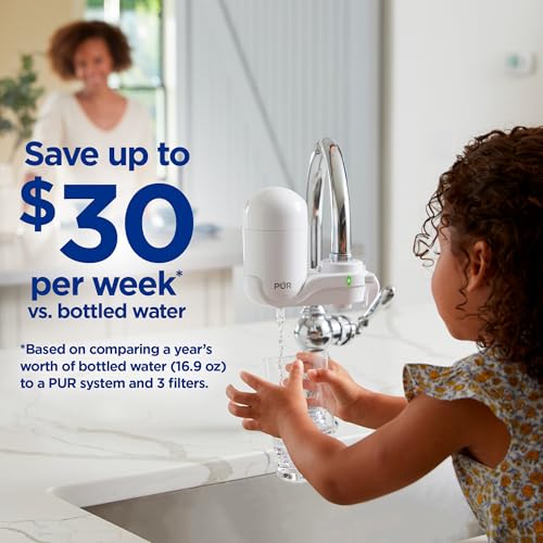PUR Vertical Faucet Mount Water Filtration System with Lead Reducing Filter for Cleaner, Filtered Tap Water, Lasts 100 Gallons, Sink Water Filter, Fits Most Kitchen or Bathroom Faucets, White - Image 3