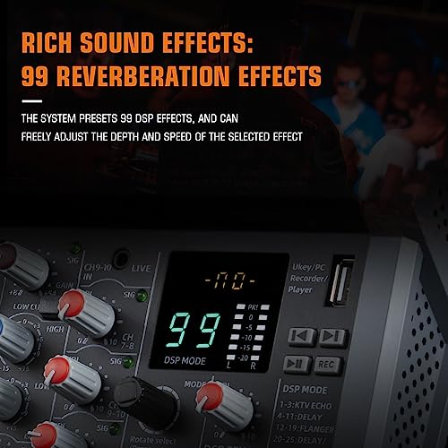 Weymic A-Series Professional Mixer for Recording DJ Stage Karaoke Music Application w/ 99 DSP Effect USB Drive for Computer Recording Input, XLR Microphone Jack, 48V Power for Professional (8-Channel) - Image 2