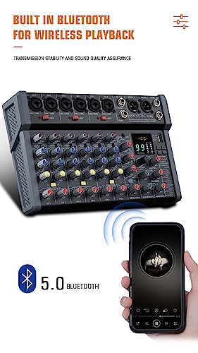 Weymic A-Series Professional Mixer for Recording DJ Stage Karaoke Music Application w/ 99 DSP Effect USB Drive for Computer Recording Input, XLR Microphone Jack, 48V Power for Professional (8-Channel) - Image 5