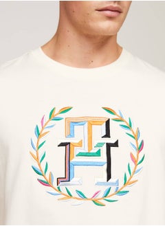 TOMMY HILFIGER Men's Archive Crest Logo T-Shirt -  Pure cotton, Beige  - Image 3