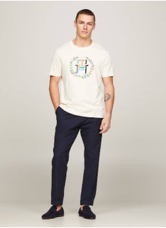 TOMMY HILFIGER Men's Archive Crest Logo T-Shirt -  Pure cotton, Beige  - Image 4