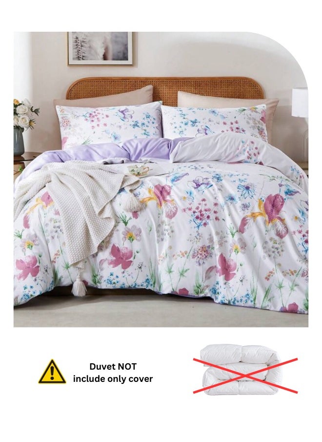 LUNA Home - King size bedding set featuring a beautiful floral design in purple and pink, consisting of six pieces. - Image 1