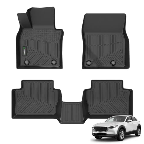 ANBINGO-Floor Mats Custom for Mazda CX-30 FWD Only 2020-2024 All-Weather Protection Mats TPE Anti Slip Automotive Floor Liners Fits Front& 2nd Row Full Set Accessories Black - Image 1