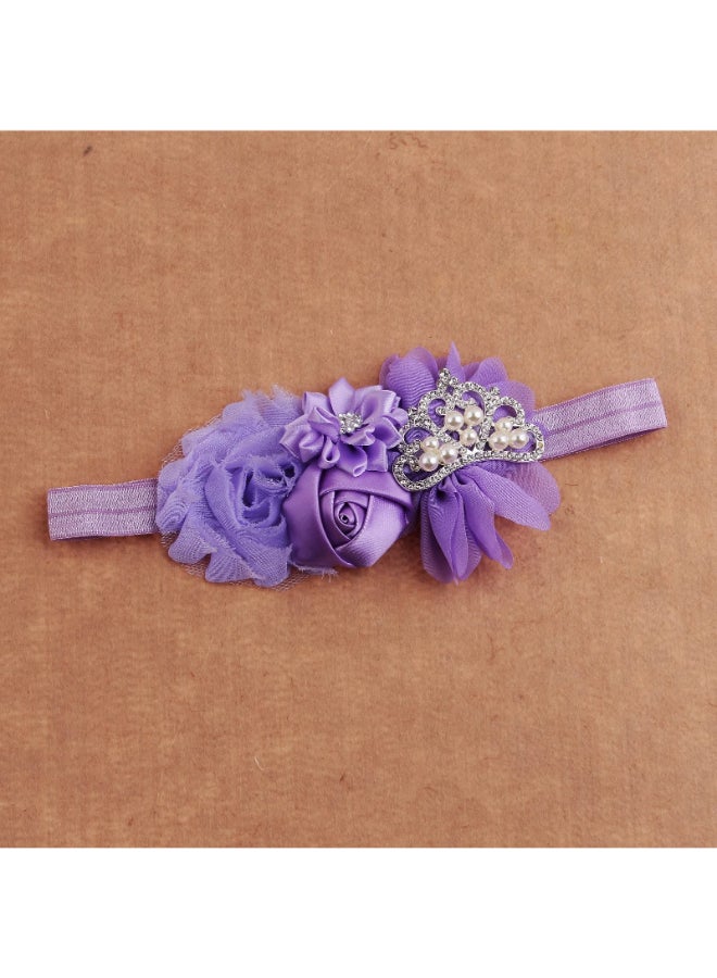 Nishine Baby Christening Headband Toddler Girls Fabric Flower Headband Tiara Stretchy Elastic in Pairs Child PurpleLilac - Image 4